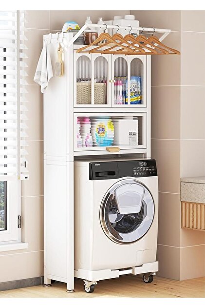 Over the Washer Storage Cabinet, Metal Washer Dryer Storage Shelf, 3 Tier Freestanding Washing Machi