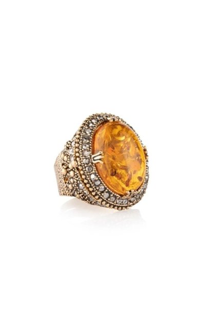 Amber Natural Stone Ring (Adjustable) - Ml1