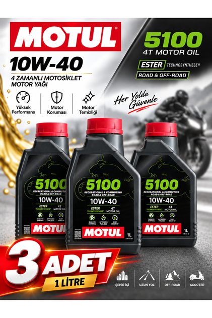 5100 10W-40 4T Motosiklet Motor Yağı 1 Litre 3 ADET