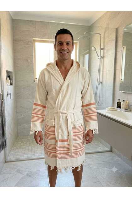 Men's Peshtemal Bathrobe, Moraca Peshtemal Bathrobe, Cotton Peshtemal Bathrobe