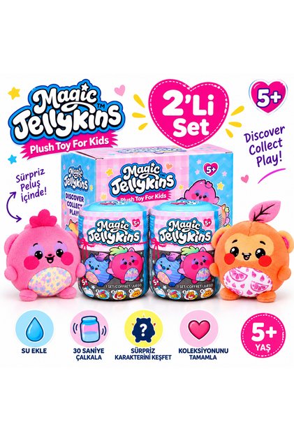 Magic Jellykins Magic Jar Surprise Plush Toy - Add Water and Shake to Explore - 2 Pcs