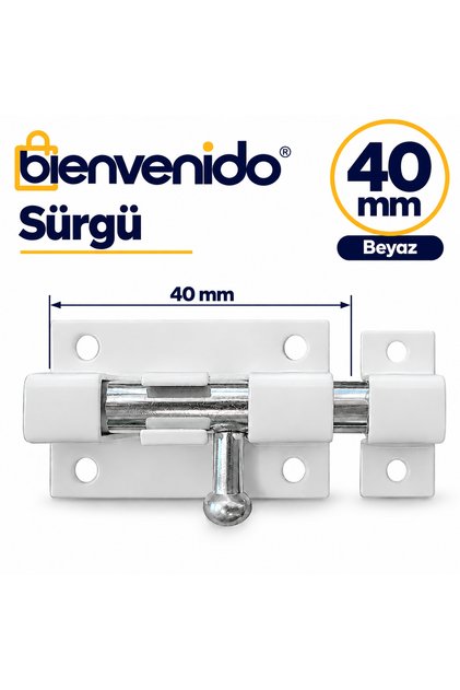 Kapı Sürgüsü Küçük Metal Beyaz Mavzer Sürgü Sürgülü Kilit 25x40 Mm