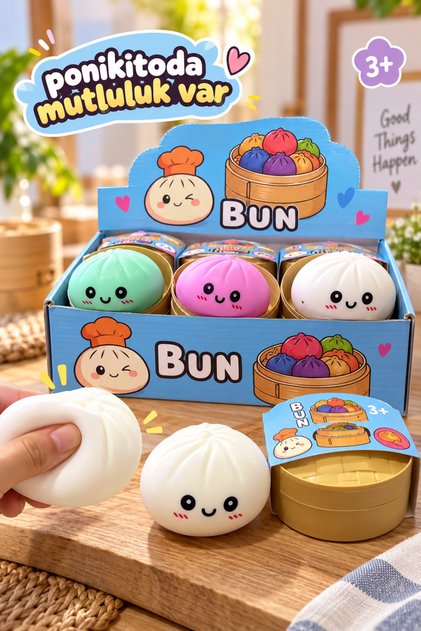 Çin Mantısı Squishy Sukuşi – Yumuşak Sık Bırak Stres Oyuncağı Renkli Bun 3+ Yaş