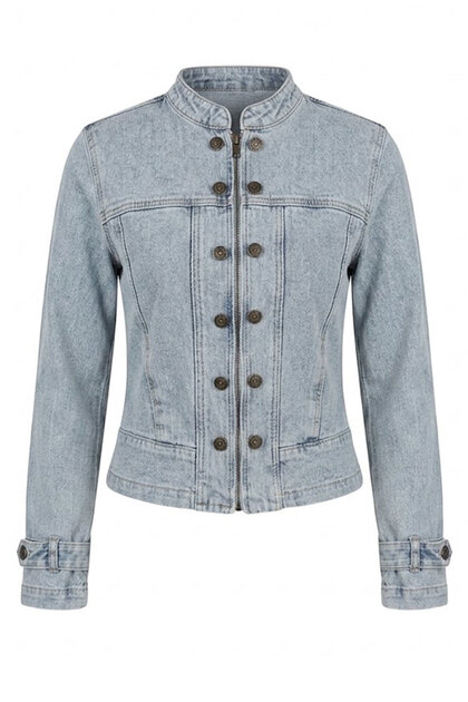 Haki̇m Collar Apolleted Denim Jacket Ice Blue