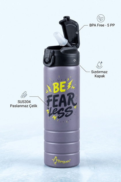 750 ml Çelik Su Matarası Sporcu Matarası Çocuk Pipetli Çelik Suluk Sızdırmaz SUS304 BPA Free