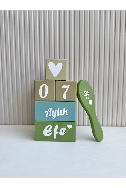 Kişiye Özel Bebek Anı Küpleri ve İsimli Bebek Tarağı Seti