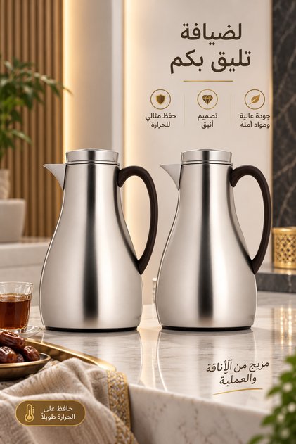 طقم ترامس عذبة نيكل مطفي خشبي داكن من شركة السبف