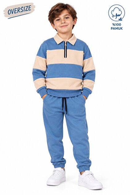 3-10 Years Old Oversize 2 Thread Seasonal Boys' Top and Bottom Tracksuit Set