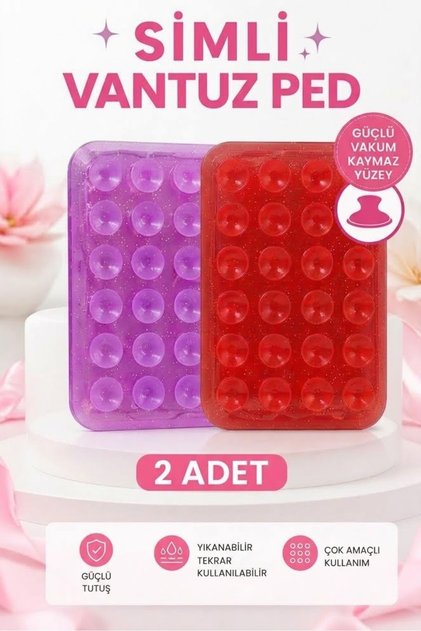 2 Pieces of Glittery Silicone Phone Holder with Suction Cups, Vacuum Non-Slip Adhesive Surface