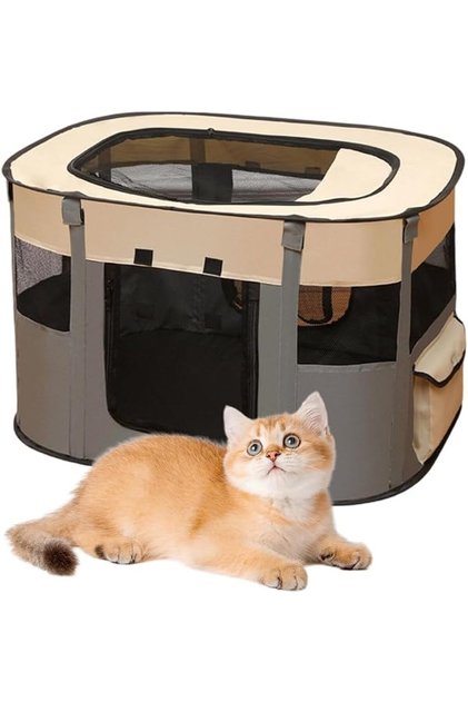 Foldable Pet Playpen, Portable Dog and Cat Cage with Carrying Bag, Soft Breathable Puppy Playpen wit