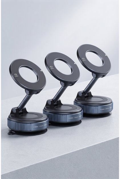 3 PCS K007 Black K007/K009 Strong Magnetic Car Phone Holder Foldable Design 360° Adjustable Vacuum Mount f