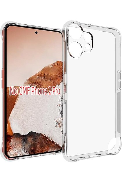 غطاء هاتف خلوي مرن من مادة TPU بأربع زوايا لامتصاص الصدمات لهاتف Nothing CMF Phone 2 Pro 5G شفاف