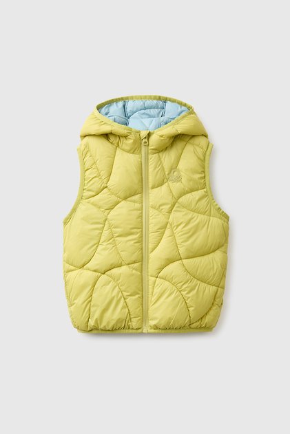Boy's pistachio green padded hooded vest