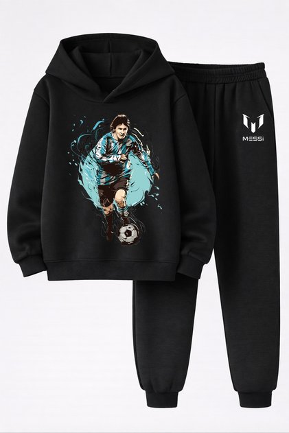 Lionel Messi Printed 3-Yarn Quality Sweatshirt and Trackpants Kids' Top-Bottom Set