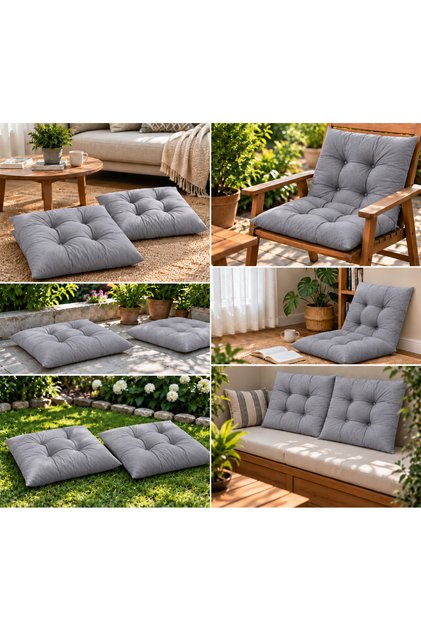 60x60 cm Kapitone Sandalye Minderi – Kare Oturma Minderi – Ev, Balkon, Bahçe ve Mutfak İçin