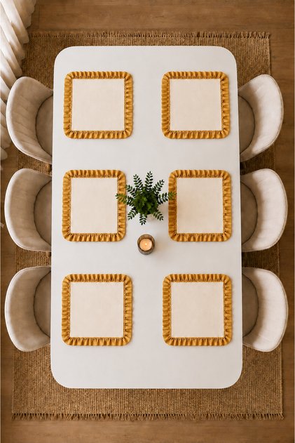 6-Piece Ruffled American Service Plate Set – Cream Color Stylish and Decorative Table Presentation Set