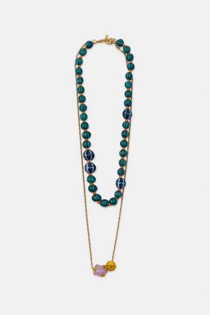 Zr Model Clay Bead Double Necklace Set (85-60cm)