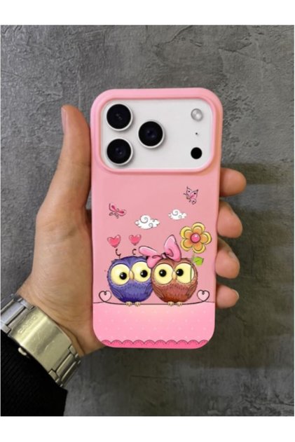 iPhone 17 Pro Max - 18 Pro Max Compatible Romantic Pink Flying Balloon Pattern Pink Case