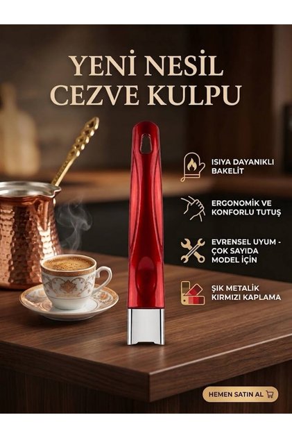 Her cezveye uyumlu kırmızı cezve kulpu