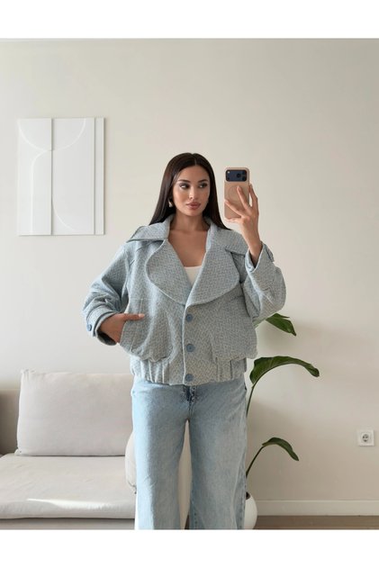 Balıksırtı Premium Bomber Ceket - MAVİ