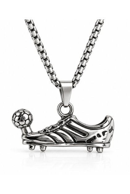 Men's Silver Color Crampon Figured Necklace – Football Athlete Necklace – 24 cm Chain