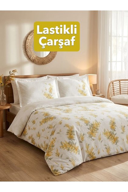 Nilotica Double - Elastic Sheet - Duvet Cover Set 100% Cotton