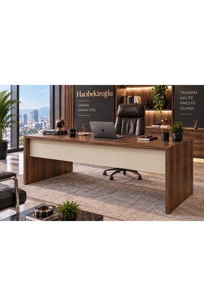 Frank Walnut & Aytaşı Yönetici Masası – 140 cm Modern Ofis Çalışma Masası