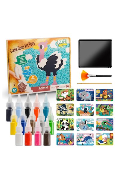 Set de pictură cu nisip colorat, 12 coli, 14 culori, 21x15cm