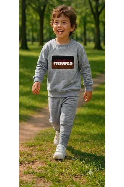 Boys' Winter Tracksuit Set Sweatshirt Bottoms Cotton Three-Thread Ribbed 3-4-5-6-7 Years Old (Please Choose One Size Larger)