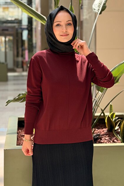 Dik Yaka Dikiş Detaylı Merserize Tunik