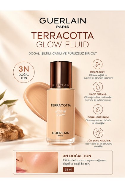 Terracotta Le Teint Glow 3N Işıltılı ve Aydınlık Cilt Görünümü Doğal Bitişli Fondöten 35ml