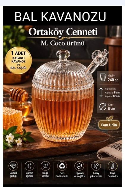 M. Cocolorenzo Glass Honey Jar with Spoon - 240ml