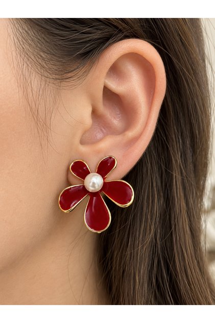 Pearl Flower Design Earrings, Tulip Pearl Earrings, Women's Earrings