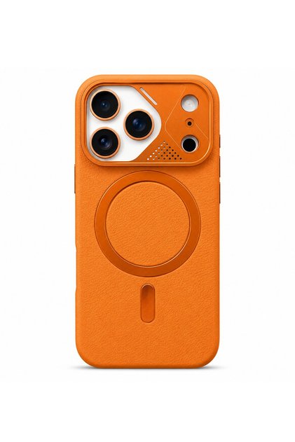 iPhone 17 Pro Compatible Velvet Inside Magsafe Vegan Leather Case | Nut Series