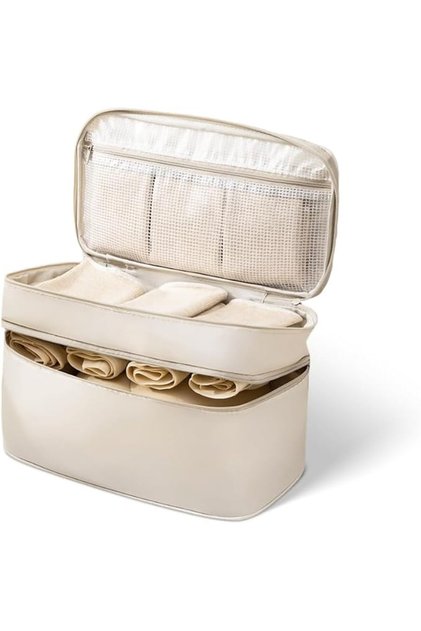 Underwear Organizer Bag, Upgrade Portable Travel Organizer Pouch with Handle, Collapsible Mul
