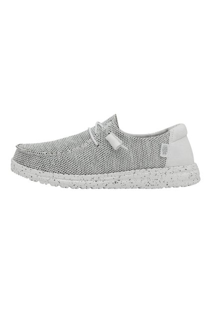 HEYDUDE Womens Wendy Sox Slip On Shoe, Stone White Size 8 Textile Upper Lightweight Loafer With Sock Like Fit And Flexible Outsole