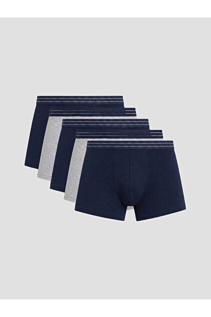 Lacivert Pamuklu Esnek Erkek 5'li Boxer
