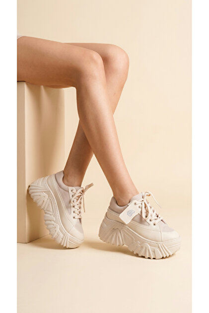 Lace-Up High Sole Skin Casual Women's Mesh Sneaker Sports Shoes