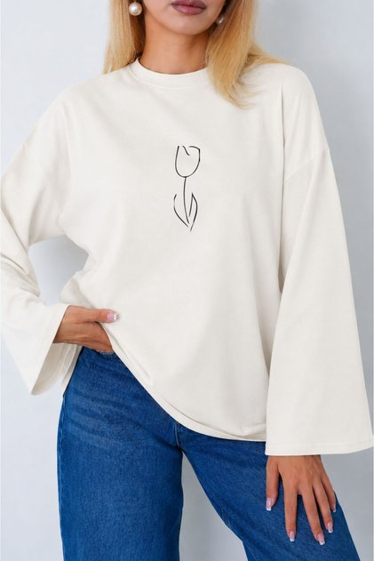 Tulip Printed Long Sleeve Body Suitable for Tesselat Clothing