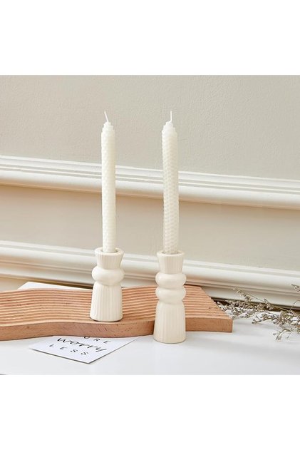 Ceramic Candle Holder, Set of 2 Creative Taper Candle Holders, Premium Ceramic Candle Holde