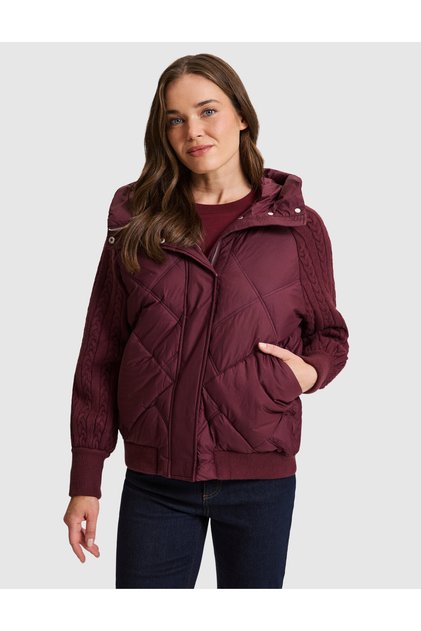 Burgundy Hooded Coat 50329304-Vr014