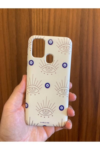 Samsung Galaxy M31/M21/M30S Evil Eye Bead Printed Velvet Inside Silicone Phone Case