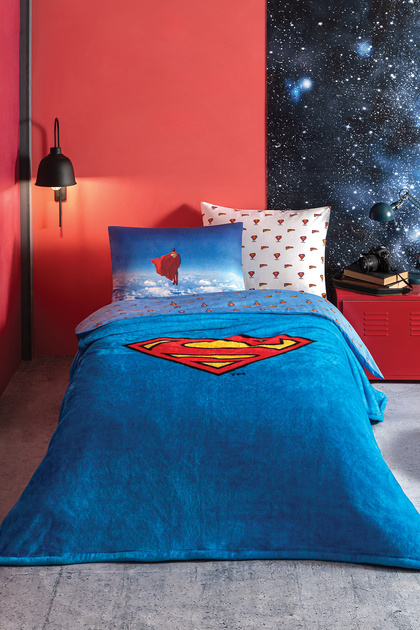 Superman Logo Single Licensed Wellsoft Blanket - Blue