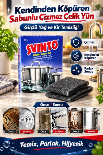 Self-Foaming Soap-Coated Non-Scratch Steel Wool Dish Sponge with Tarnish Removal Effect, Powerful Oil and Dirt Cleaner