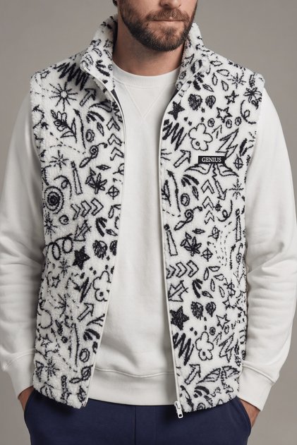 Men's Vest with Sherpa Plush Lining, Full Zipper Pockets, Lamb Outdoor Vest