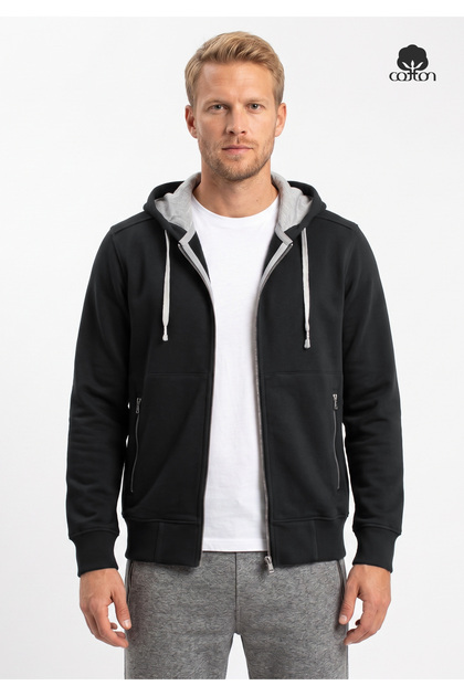 Men's Field Regular Cut, Three Thread, No Hood, Zippered Pockets, Hooded Sweat Coat Dark Gray