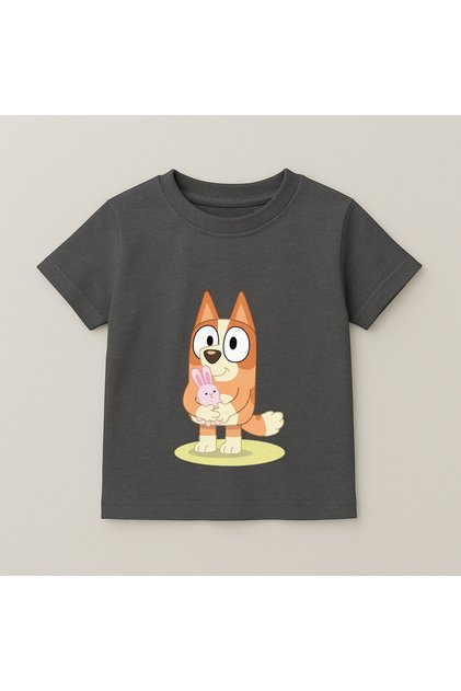 Bluey Bingo Sitting Printed Kids T-Shirt 100% Cotton Smoked
