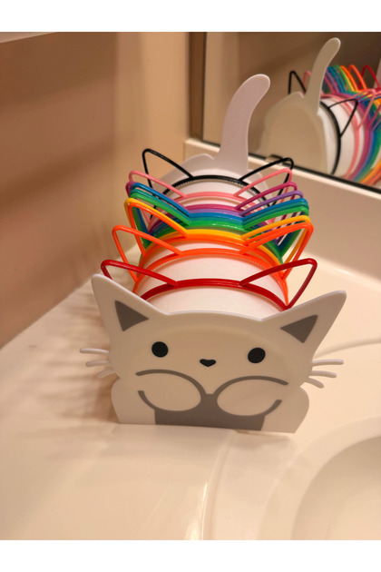 Cat Figured Hair Band Organizer Crown and Hair Accessory Holder Stand