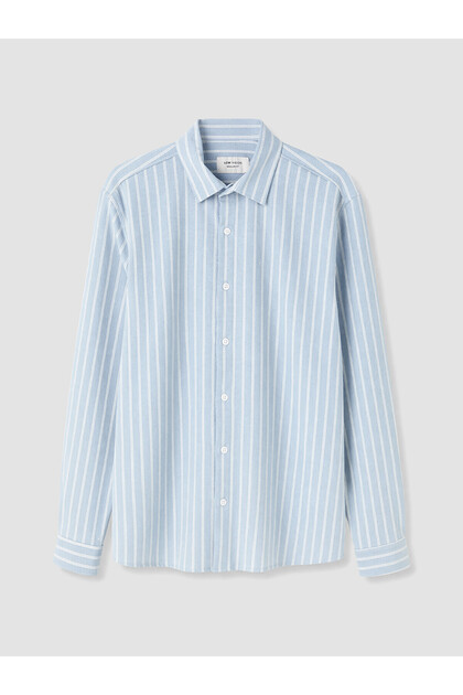 Lcw Vision Blue Regular Fit Striped Dobby Men's Shirt
