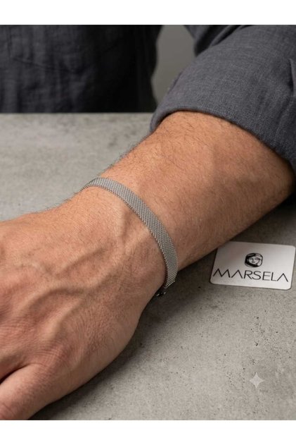 Men's Straw Bracelet Silver Color